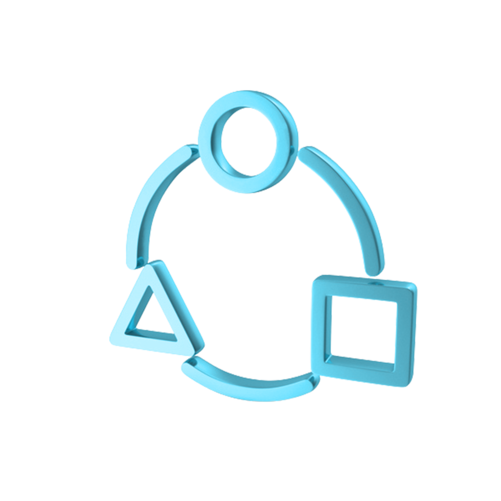 a blue logo with a black background