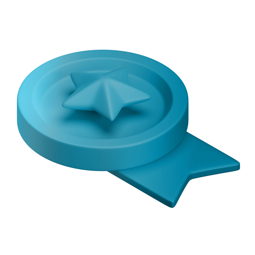 a blue star and ribbon