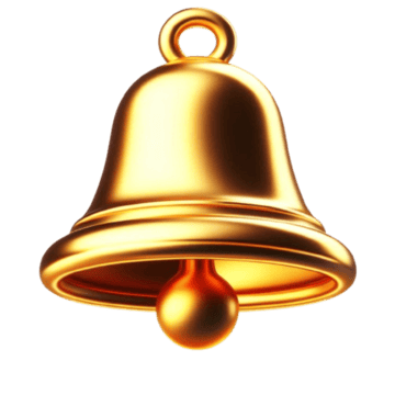 Gold bell with a loop on top, symbolising alert or notification.