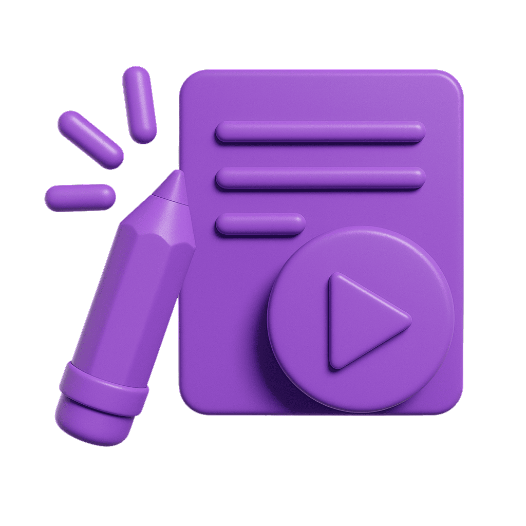 Purple digital marketing icon with play button and mobile device, SEO optimisation, Catalyst branding relevance.