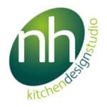 Nh kitchen design studio logo with green and white colours.